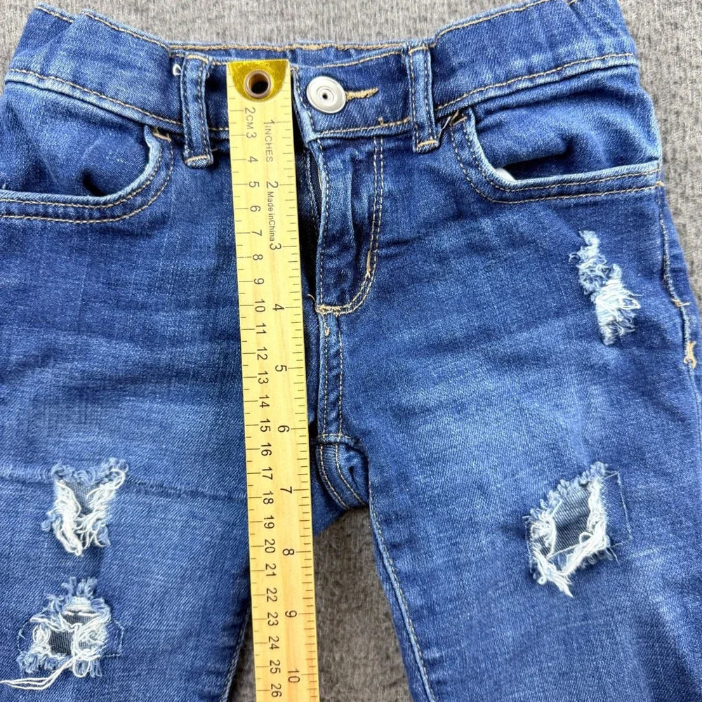 Children's Place Skimmer Pant Court Distressed Denim Shorts Kids‎ 6X/7 Blue